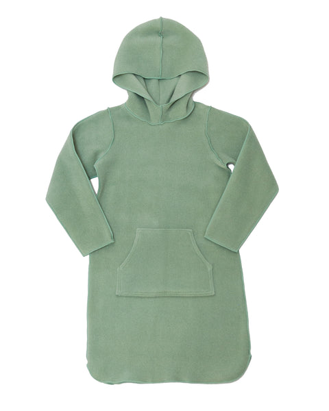 Girls mint green polartec dress with scuba hood.